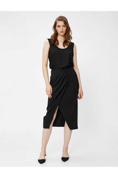 Koton Fustă midi Închidere Wrap Slit adânc