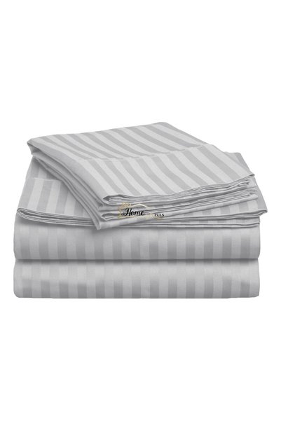 HomePuls Cearșaf pătuț copii cu elastic Damasc Bumbac 100% dungă 1 cm, 110x17...