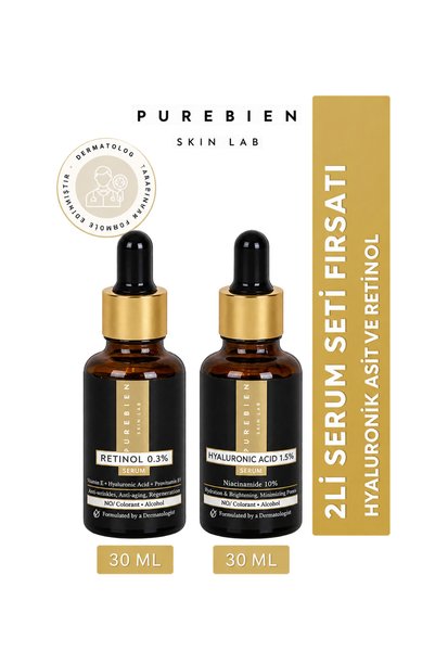 purebien skin lab سيروم الريتينول + سيروم حمض الهيالورونيك (مجموعة من قطعتين)
