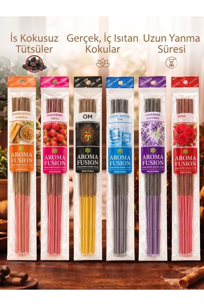 Great Fast Organik Doğal Çubuk Tütsü Seti | 90 Adet Çubuk Tütsü 6 Aroma 30 Cm...