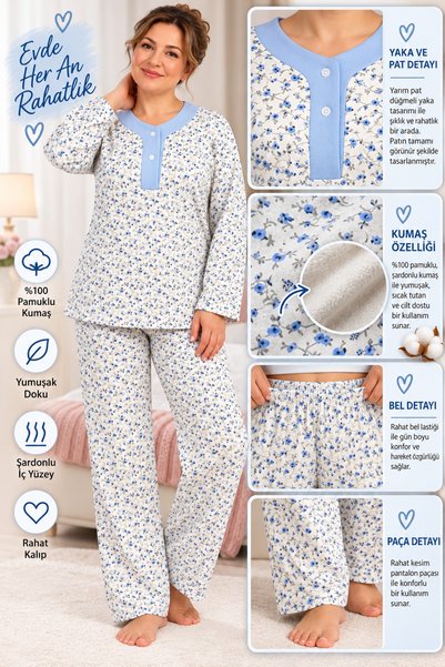 AYSUN TEKSTİL New Product: Wide-Cut, Half-Paid, Buttoned Pajama Set Made from...