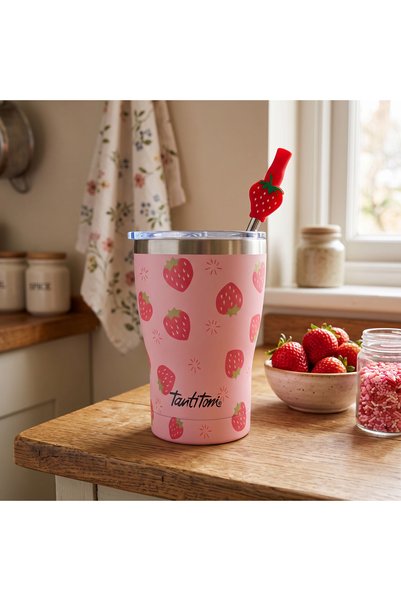 Tantitoni ÇİLEK DESENLİ PASLANMAZ ÇELİK TERMOS BARDAK 360ML