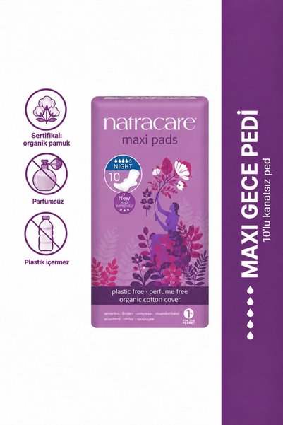 Natracare Maxi Gece Pedi 10'lu Kanatsız Tasarım
