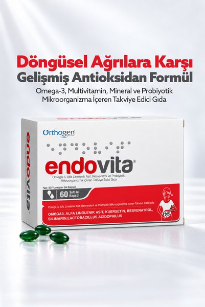 Orthogen Endovita 60 Yumuşak Kapsül | Omega 3, Resveratrol, Kuersetin ve Prob...
