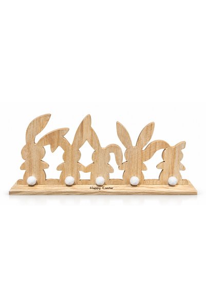 OEM Decorațiune de Paște din lemn cu iepurași – Model Paște Fericit, Decor pe...