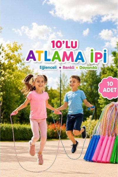 PRIME SPORTS 10’lu Atlama İpi Çocuk Oyuncak Renkli Dayanıklı Atlama İpi Seti