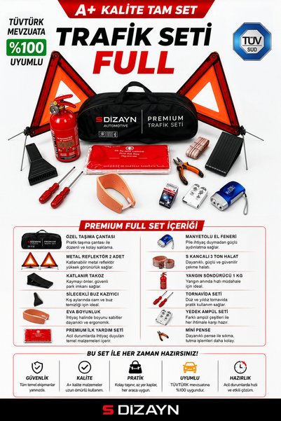 S Dizayn S-Dizayn Premium Araç Trafik Seti Full Paket 12 Parça A+ Kalite