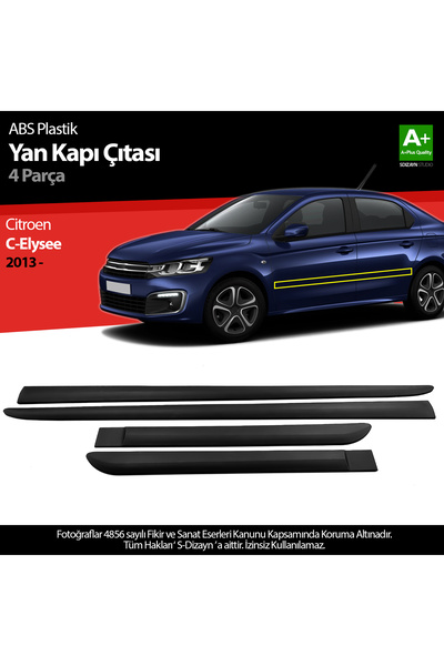 S Dizayn S-Dizayn Citroen C-Elysee ile Uyumlu ABS Plastik Yan Kapı Koruma Çıtası 2013-2017 A+ Kalite