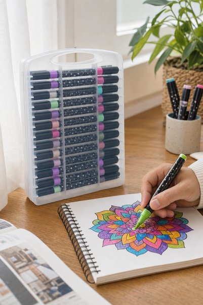 OEM Markere acrilice cu două capete, vârf tip pensulă, multicolor, set 48 buc...