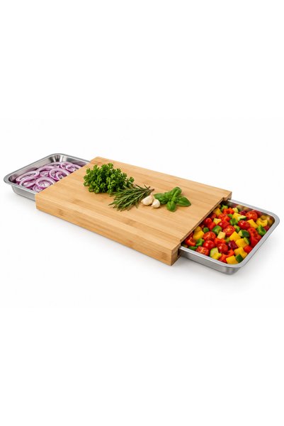 Ruhhy Tocator Bambus 2 Recipiente Inox Detasabile