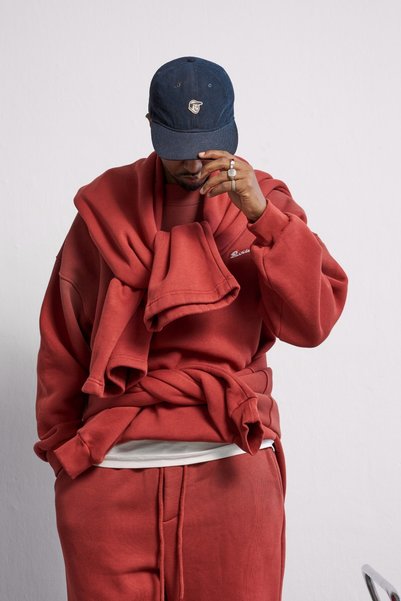 ablukaonline Unisex Oversize Χοντρό Σετ Φόρμας με Πλύσιμο Τούβλο