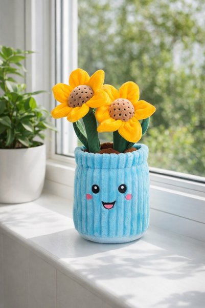 OEM Jucarie Ghiveci Flori de Plus cu Floarea Soarelui Ø12x27cm - Display, Juc...
