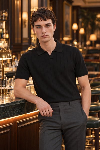 AJ X GF Premium Men's Knitwear Polo Collar T-Shirt Montecar