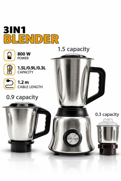 Baytix HOME 3 in 1 Blender Set 800W Multi-Function Blender with 3 Jars High S...
