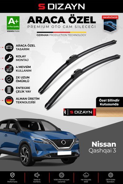 S Dizayn S-Dizayn Nissan Qashqai 3 ile Uyumlu Ön Cam Silecek Seti 2021 Üzeri ...