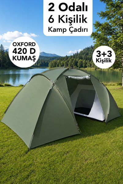 Fischer 2 Odalı Kamp Çadırı - 6 Kişilik Su Geçirmez Oxford 420 D Kumaş Sahil ...