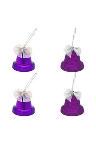 DD SHOP Set Ornamente de Craciun Clopote Mov Stralucitoare Glitter Fundite 6c...