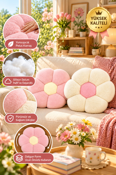 yupo bebek baby equipment Pabtex Teddy yastık ikili flower çiçek papatya yast...