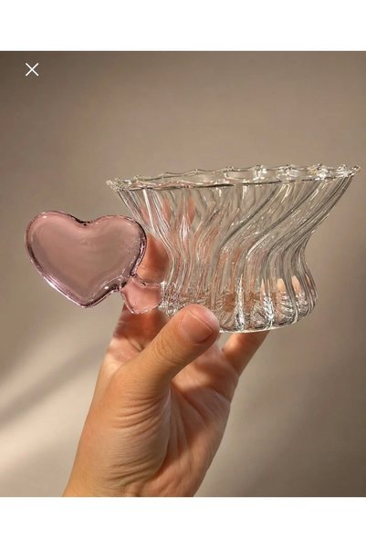 MİMOZA PARK Pembe Kalp Kulplu Borosilikat Cam Kupa 250 ml - Pinterest Bardak