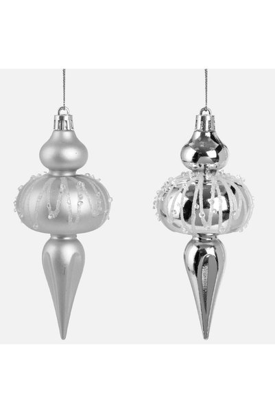 DD SHOP Ornamente stalactit arg.2buc 13cm - Globurii Accesorii Argintii, Craciun