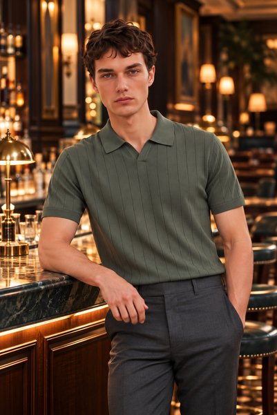 AJ X GF Premium Men's Knitwear Polo Collar T-Shirt Montecar