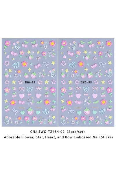 Choice MULTI 2pcs Star Shaped Relief Nail stickers, Easy to Apply for Nail De...