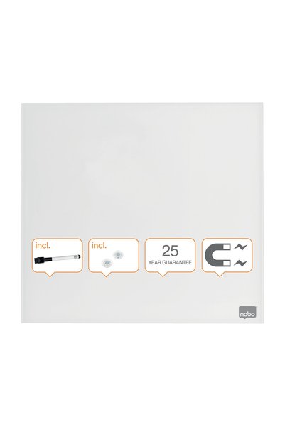Nobo Стъклена магнитна бяла дъска 30*30 см + Аксесоари Даймънд