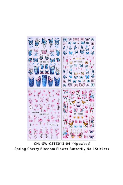 Choice MULTI 4PCS Spring Floral Butterfly Nail Stickers, Easy to Apply for DI...