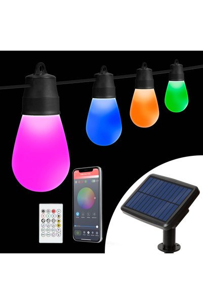 Alista Home Ghirlandă luminoasă solară inteligentă RGBIC, 15 LED-uri, 6,5 m, ...