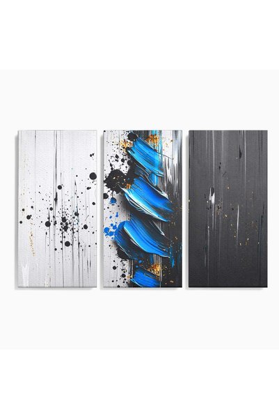 Luxcanva Set 3 Tablouri Canvas Abstractie Albastra 180x120 cm (3 x 60x120) pe...
