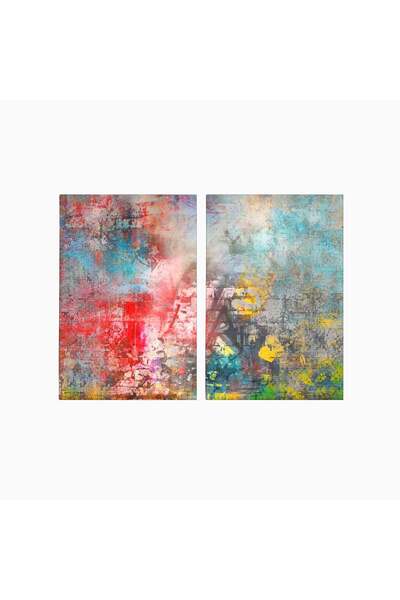 Luxcanva Set 2 Tablouri Canvas Perete Colorat 80x60 cm (2 x 40x60) pe Sasiu L...