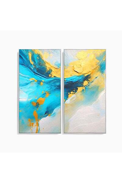 Luxcanva Set 2 Tablouri Canvas Valuri Abstracte 100x100 cm (2 x 50x100) cu Ra...