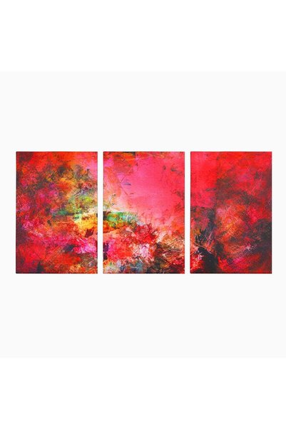 Luxcanva Set 3 Tablouri Canvas Roșii Colorate 240x120 cm (3 x 80x120) pe Cadr...