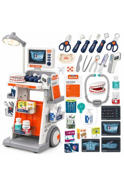 Matadi Doctor set with large medical trolley for children Orange Stomatology ...