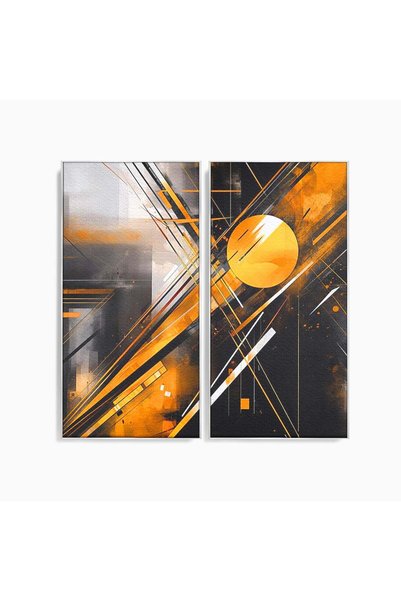 Luxcanva Set 2 Tablouri Canvas Impactul Viitorului cm cu Rama Argintiu