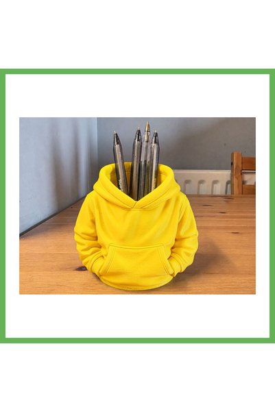 TheGencoo 3D Printed Hoodie with Pencil Holder - Desktop Organizer - Yellow G...
