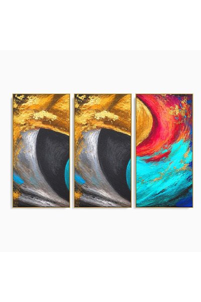 Luxcanva Set 3 Tablouri Canvas Echilibrul Yin Si Yang 210x140 cm (3 x 70x140)...