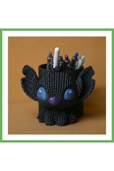 TheGencoo 3D-Printed Knitted Pencil Holder - Cute Character Desktop Pen Organ...