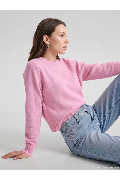 Dilvin 10884 Wool Blend Crew Neck Sweater