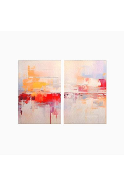 Luxcanva Set 2 Tablouri Canvas Cromatica 100x70 cm (2 x 50x70) pe Sasiu Lemn ...