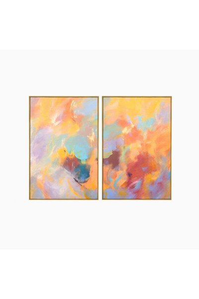 Luxcanva Set 2 Tablouri Canvas Pata Colorata 140x100 cm (2 x 70x100) cu Rama ...
