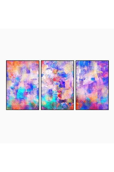 Luxcanva Set 3 Tablouri Canvas Multicolor 210x100 cm (3 x 70x100) cu Ramă Nea...
