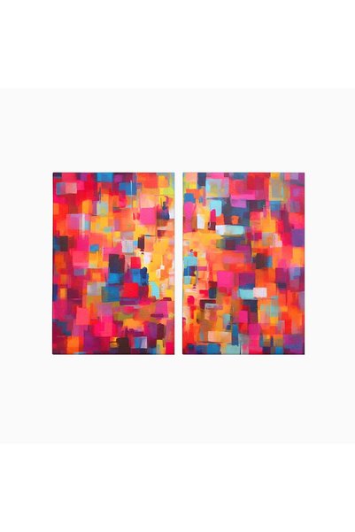 Luxcanva Set 2 Tablouri Canvas Univers Colorat 80x60 cm (2 x 40x60) pe Sasiu ...
