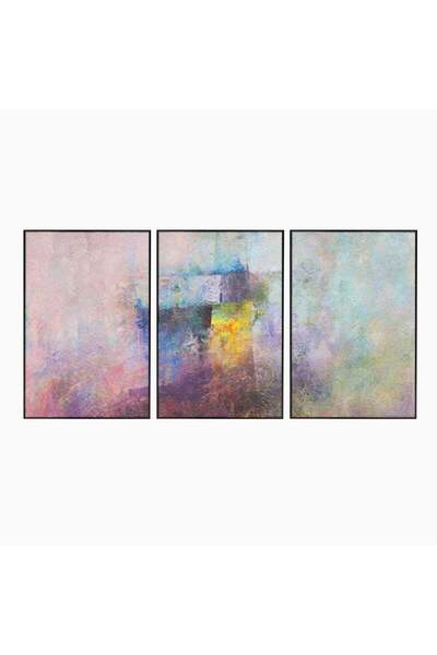 Luxcanva Set 3 Tablouri Canvas Colorate Mov 240x120 cm (3 x 80x120) cu Ramă N...