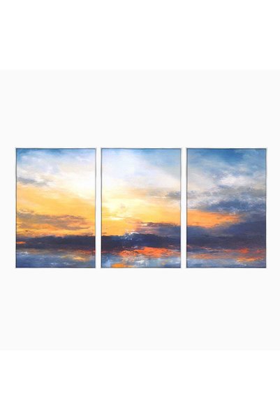 Luxcanva Set 3 Tablouri Canvas Un Apus Abstract 300x150 cm (3 x 100x150) cu R...