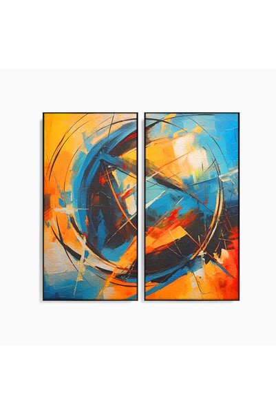 Luxcanva Set 2 Tablouri Canvas Pamantul Pictat Abstract 140x140 cm (2 x 70x14...
