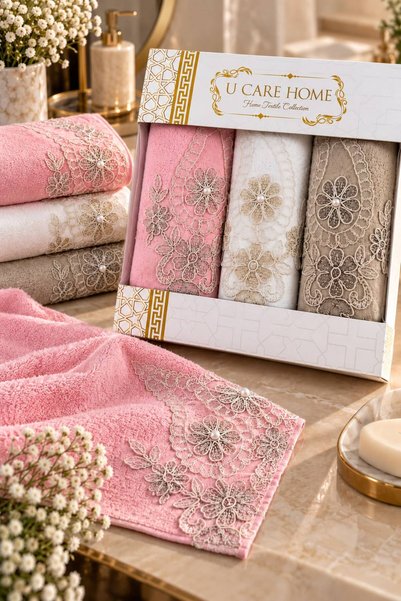 Ucarehome 3-Piece Embroidered 30x50 Kitchen Towel Gift Set