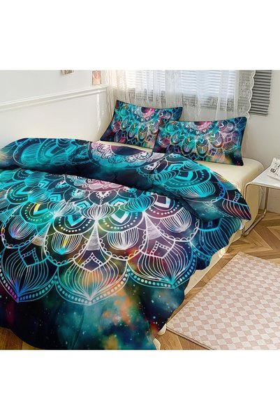 LEADER GLOBAL Bohemian Fashion Bedroom Bedding Set 3Pcs, Comfort Duvet Set
