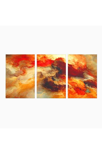 Luxcanva Set 3 Tablouri Canvas Orange Marble 150x70 cm (3 x 50x70) pe Sasiu L...