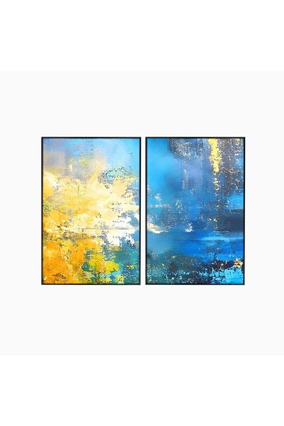 Luxcanva Set 2 Tablouri Canvas Mare Abstracta 100x70 cm (2 x 50x70) cu Rama N...